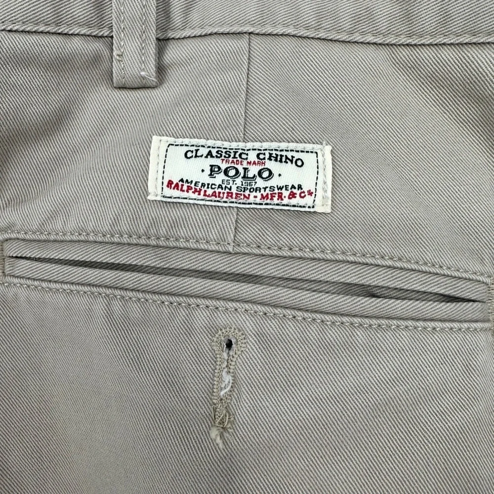 Vintage Polo Ralph Lauren Andrew Pants Chinos Men 42X32 90s Cotton Pleated Khaki